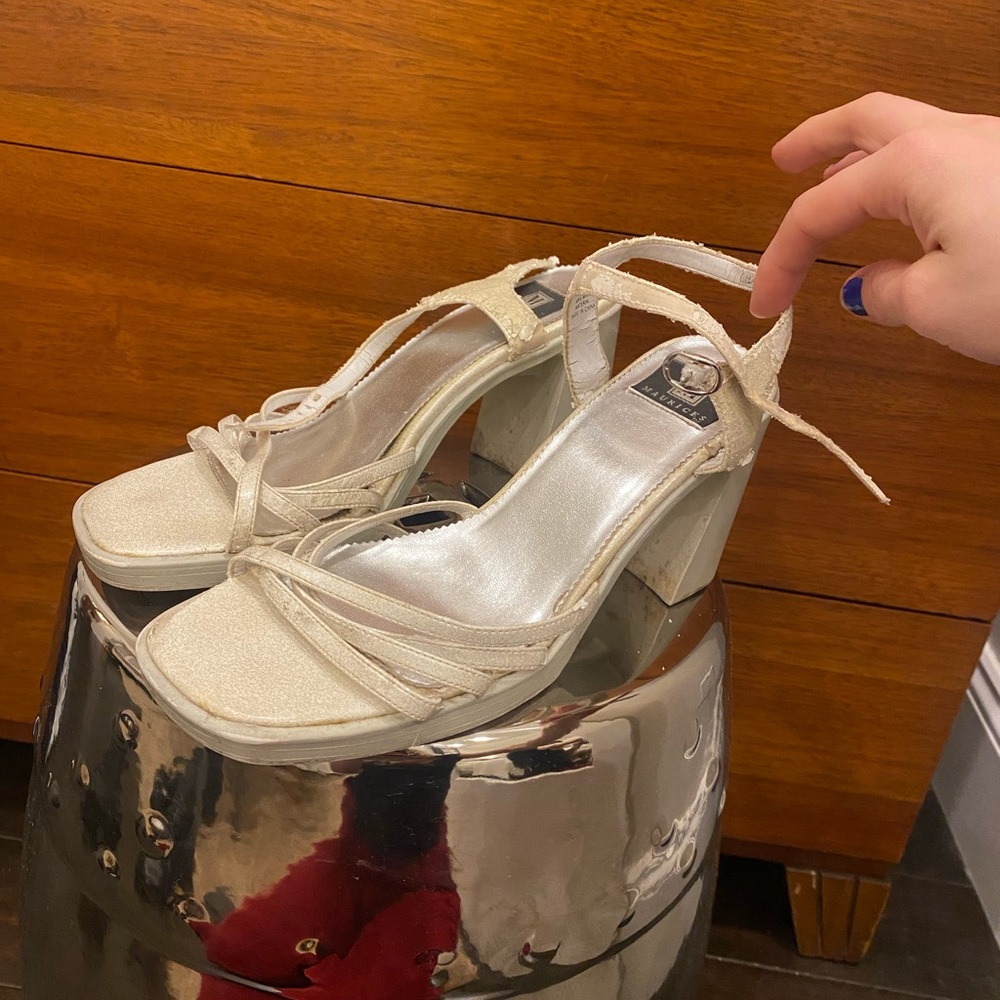 White vintage 90s strappy heels